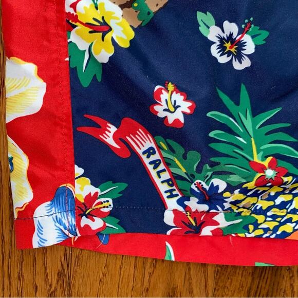 Polo Ralph Lauren Big Boys 5.75” Hawaiian Bear Color Block Swim Trunk XL (18) - Picture 5 of 14